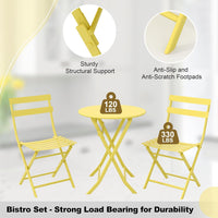 Garvee Outdoor 3 Pieces Patio Bistro Set, Waterproof Folding Coffee Table and Chairs Sets, Yellow