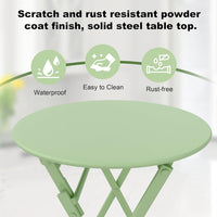 Garvee Outdoor 3 Pieces Patio Bistro Set, Waterproof Folding Coffee Table and Chairs Sets, Green