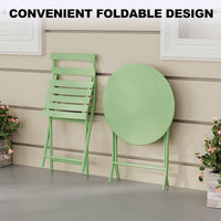 Garvee Outdoor 3 Pieces Patio Bistro Set, Waterproof Folding Coffee Table and Chairs Sets, Green