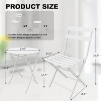 Garvee Outdoor 3 Pieces Patio Bistro Set, Waterproof Folding Coffee Table and Chairs Sets, White