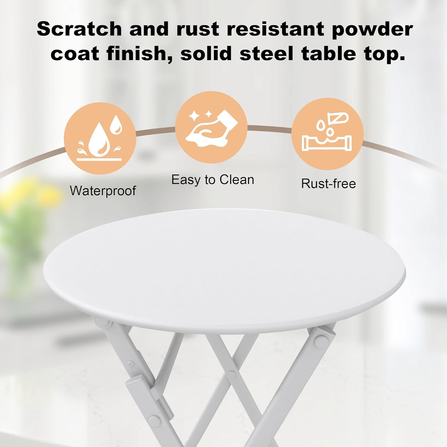 Garvee Outdoor 3 Pieces Patio Bistro Set, Waterproof Folding Coffee Table and Chairs Sets, White