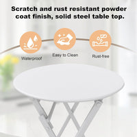 Garvee Outdoor 3 Pieces Patio Bistro Set, Waterproof Folding Coffee Table and Chairs Sets, White