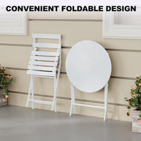 Garvee Outdoor 3 Pieces Patio Bistro Set, Waterproof Folding Coffee Table and Chairs Sets, White
