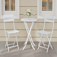Garvee Outdoor 3 Pieces Patio Bistro Set, Waterproof Folding Coffee Table and Chairs Sets, White