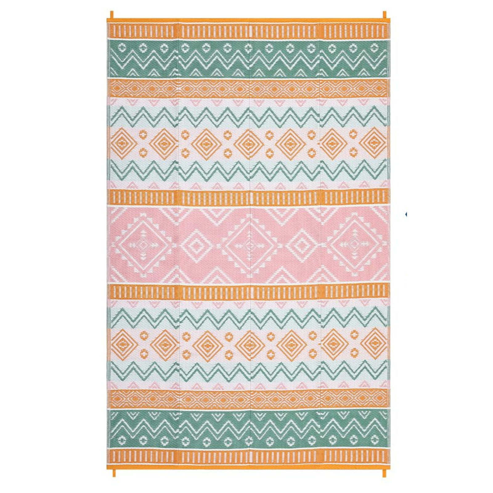 Garvee Reversible Outdoor Plastic Woven Rug - Waterproof, UV Resistant Patio Carpet, Easy Clean, Modern Geometric, Lightweight, 9x18ft, Four Colors: Yellow/Rose Red/Green/White