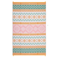 Garvee Reversible Outdoor Plastic Woven Rug - Waterproof, UV Resistant Patio Carpet, Easy Clean, Modern Geometric, Lightweight, 9x18ft, Four Colors: Yellow/Rose Red/Green/White