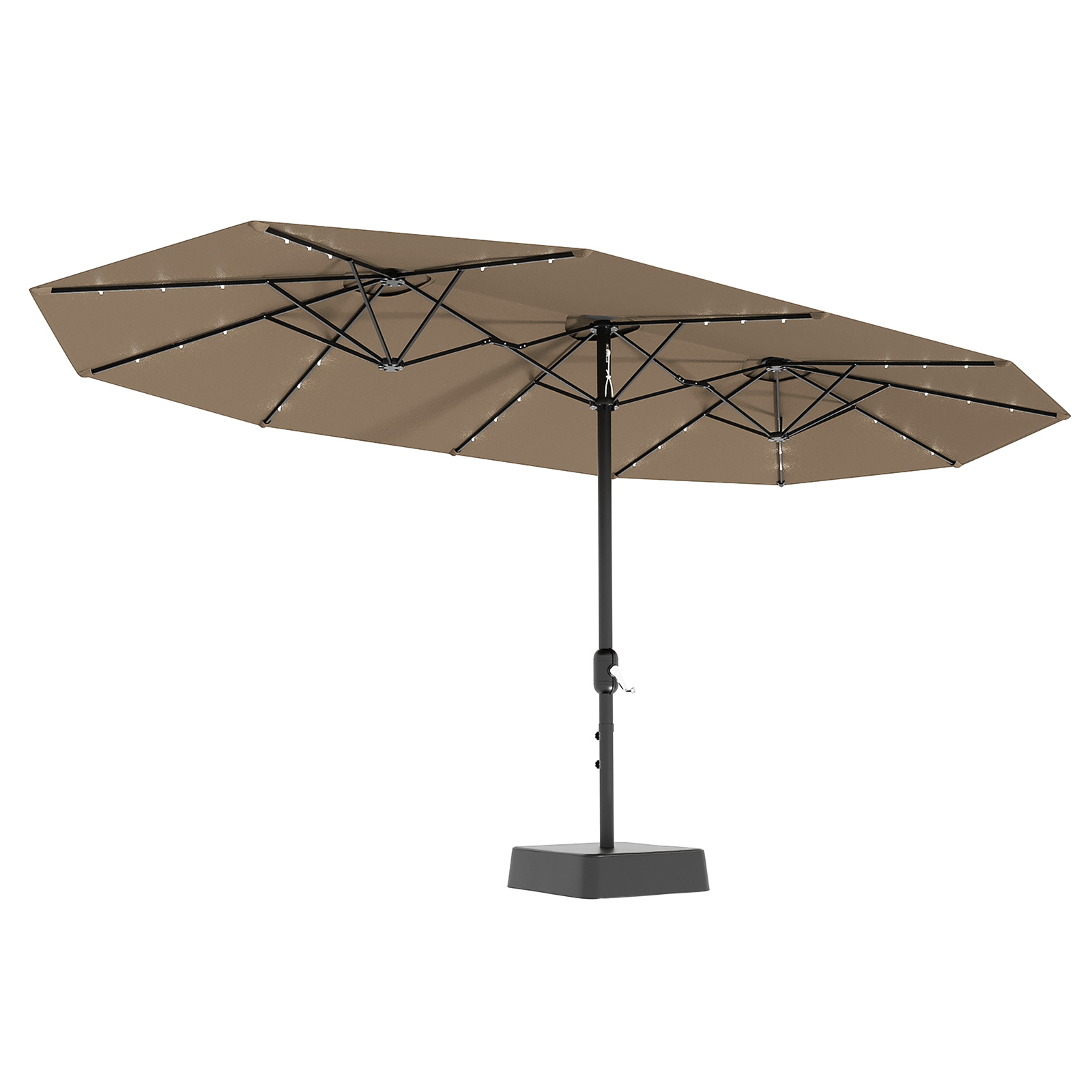 Garvee 15FT Rectangular Patio Umbrella with Solar Lights, Double-Sided, Alloy Steel Pole, Waterproof Polyester, Poolside Garden
