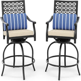 Garvee Outdoor High Swivel Bar Stools, Bar Height Patio Chairs with Cushions, Tall Counter Height Swivel Chairs for Outdoor Use - Beige