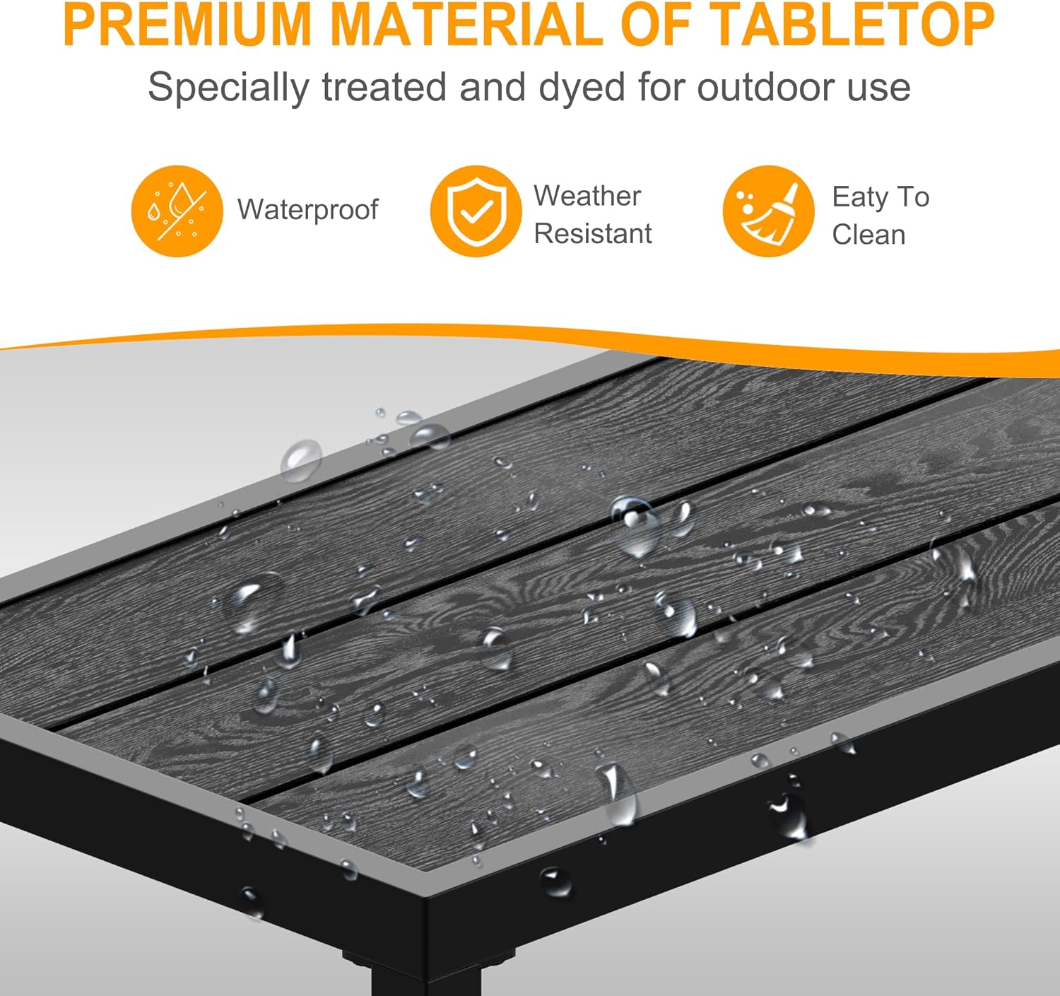 Garvee 39" Outdoor Bar Height Table, Waterproof Patio Table with Powder-Coated Metal Frame, Weatherproof, Sturdy 250 lbs Capacity, Adjustable Feet