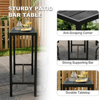 Garvee 39" Outdoor Bar Height Table, Waterproof Patio Table with Powder-Coated Metal Frame, Weatherproof, Sturdy 250 lbs Capacity, Adjustable Feet
