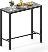Garvee 39" Outdoor Bar Height Table, Waterproof Patio Table with Powder-Coated Metal Frame, Weatherproof, Sturdy 250 lbs Capacity, Adjustable Feet - Black