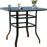 Garvee 31.5"x31.5"x40.6"  Bistro Square Table, Metal Frame Patio Bar Table Tempered Glass, Outdoor Bar Tables - Black