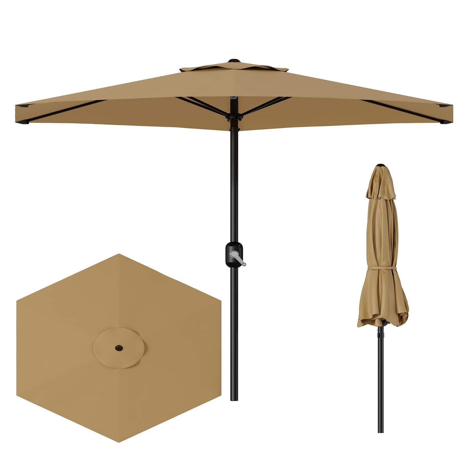Garvee 7.5FT Outdoor Patio Umbrella Table Market with 6 Sturdy Ribs UV