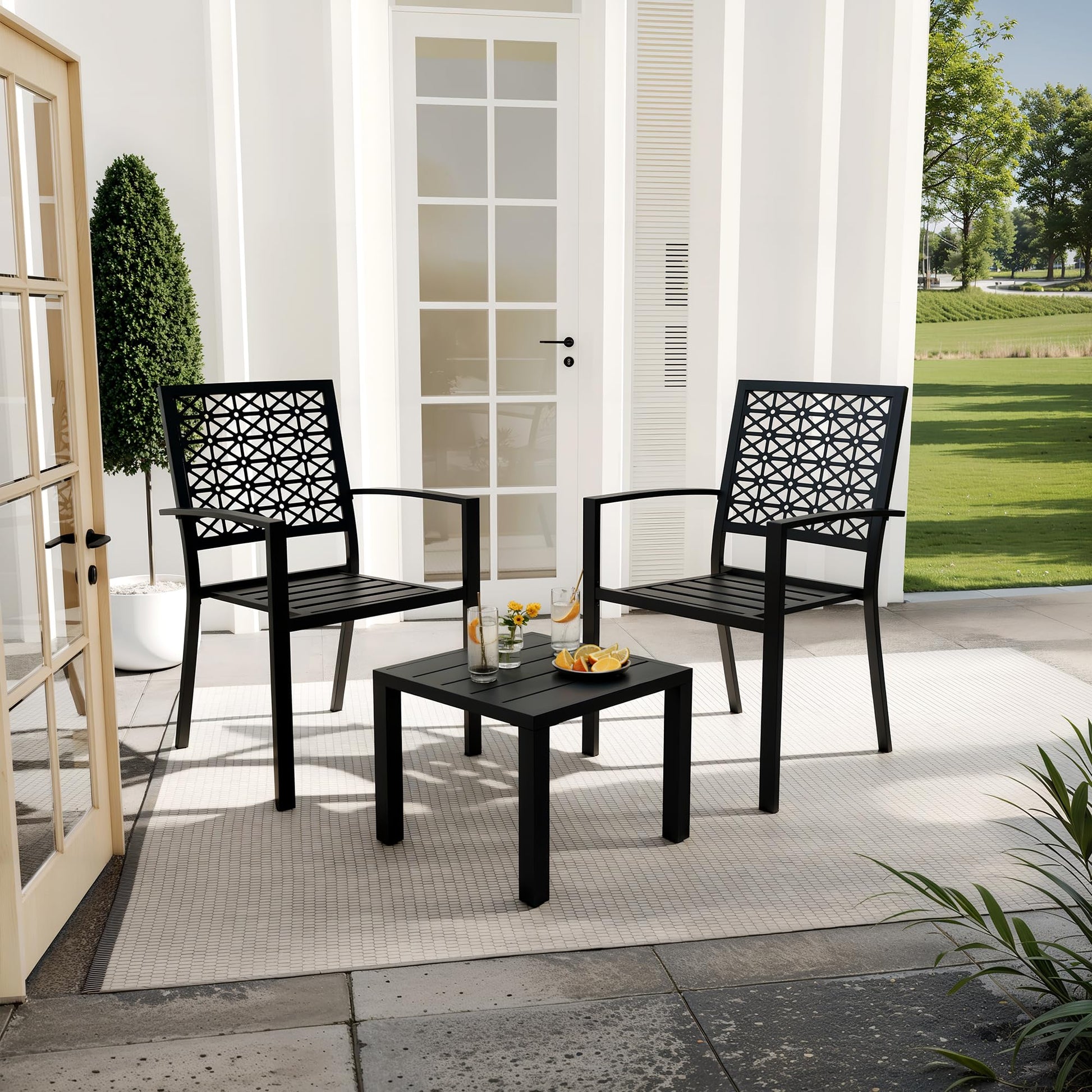 Garvee 3-Piece Outdoor Bistro Set, Modern Patio Furniture Set with Chairs and Table,for Lawn,Garden,Balcony