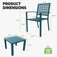 Garvee 3-Piece Outdoor Bistro Set, Modern Patio Furniture Set with Chairs and Table,for Lawn,Garden,Balcony
