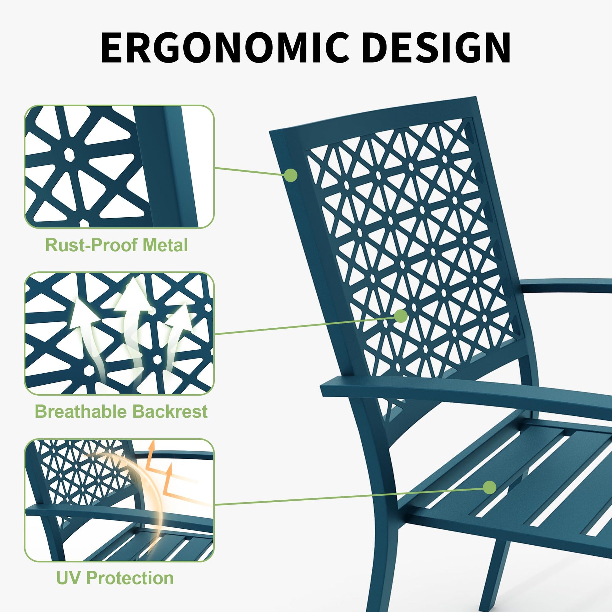 Garvee 3-Piece Outdoor Bistro Set, Modern Patio Furniture Set with Chairs and Table,for Lawn,Garden,Balcony