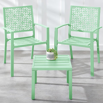 Garvee 3-Piece Outdoor Bistro Set, Modern Patio Furniture Set with Chairs and Table,for Lawn,Garden,Balcony