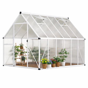 Garvee Polycarbonate Walk-In Greenhouse Kit for Outdoors - 6x11 FT Heavy Duty Windproof Aluminum Frame, Lockable Door, Adjustable Roof Vent, Easy Assembly - Silver