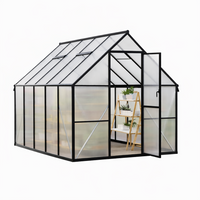Garvee Heavy Duty Polycarbonate Greenhouse 8x10FT – Outdoor Walk-In Aluminum Frame, Double Swing Doors, Roof Vent, UV Protection, High Wind Resistant, Quick Setup, Garden, Black