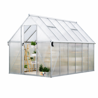 Garvee Heavy Duty 8x12 FT Polycarbonate Walk-In Greenhouse – Reinforced Aluminum Frame, Double Swing Doors, Roof Ventilation, Rain Gutter, Large Outdoor Gardening Space – Silver