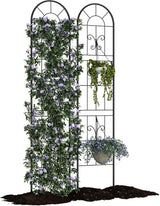 Garvee 2-Pack 55" Metal Garden Trellis for Climbing Plants, 11.8" Wide Decorative Rust-Resistant Trellis for Roses, Vines & Vegetables, Black - Black