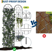 Garvee 2-Pack 55" Metal Garden Trellis for Climbing Plants, 11.8" Wide Decorative Rust-Resistant Trellis for Roses, Vines & Vegetables, Black