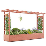 Garvee 79" × 17" × 45" Elevated Garden Bed with Arch Trellis, Wooden Planter Box with 4 Drainage Holes - Orange
