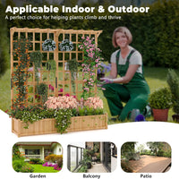 Garvee Two-Tier Wooden Planter Box with Trellis for Outdoor Gardens, Elevated Raised Bed for Flowers and Vegetables, 1.4Ft Deep Planter with Hanging Roof & Drainage Holes