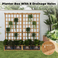 Garvee Two-Tier Wooden Planter Box with Trellis for Outdoor Gardens, Elevated Raised Bed for Flowers and Vegetables, 1.4Ft Deep Planter with Hanging Roof & Drainage Holes