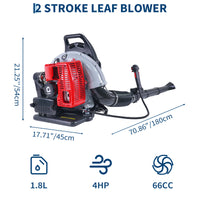 Garvee 66CC Backpack Gas Leaf Blower 4.0 HP 2-Stroke Engine Low Vibration Lightweight Padded Harness 880 CFM 320 MPH Yard Cleanup