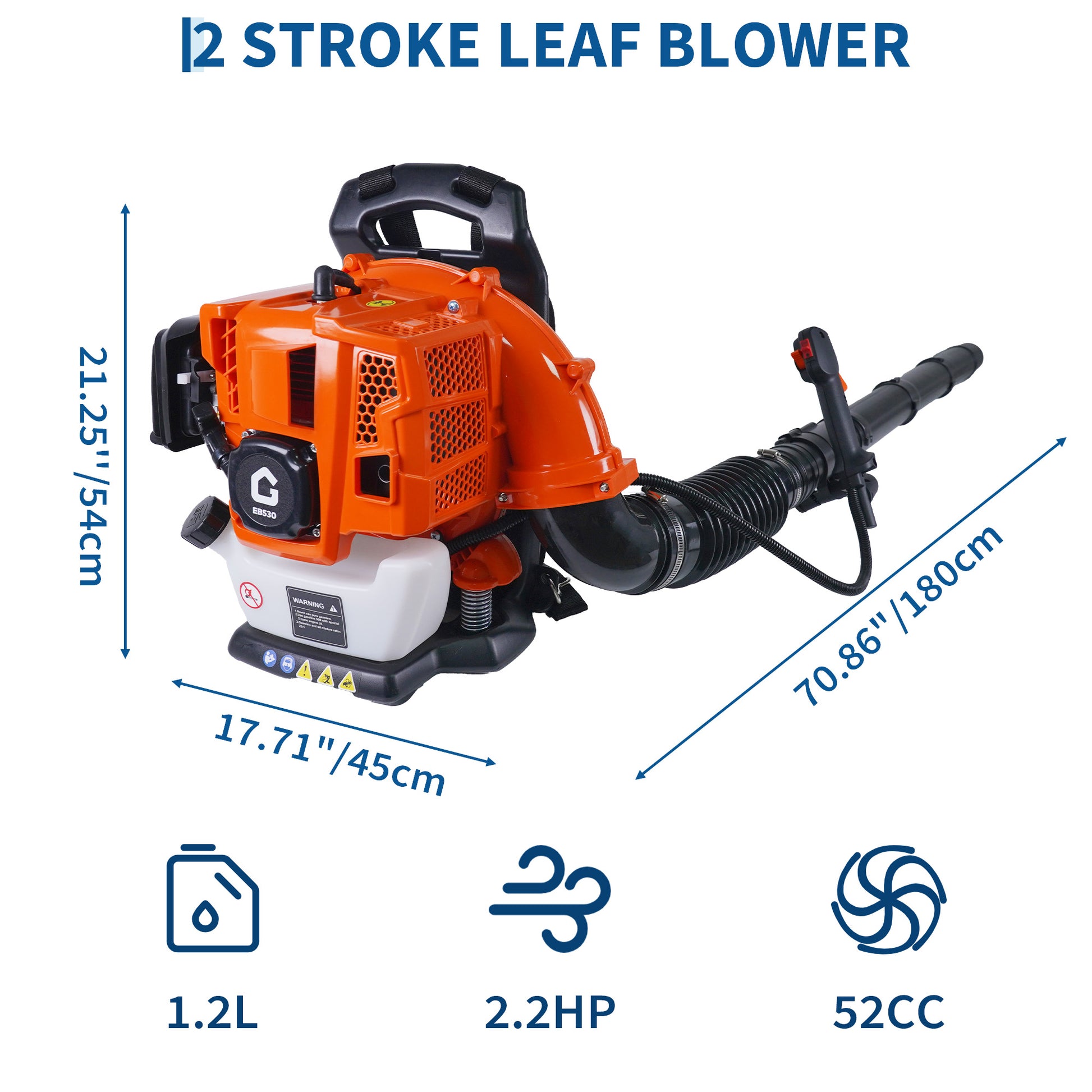 Garvee 52CC Backpack Gas Leaf Blower – 780 CFM, 270 MPH, Ergonomic, Low Vibration, Cruise Control, All-Season Yard & Snow Removal