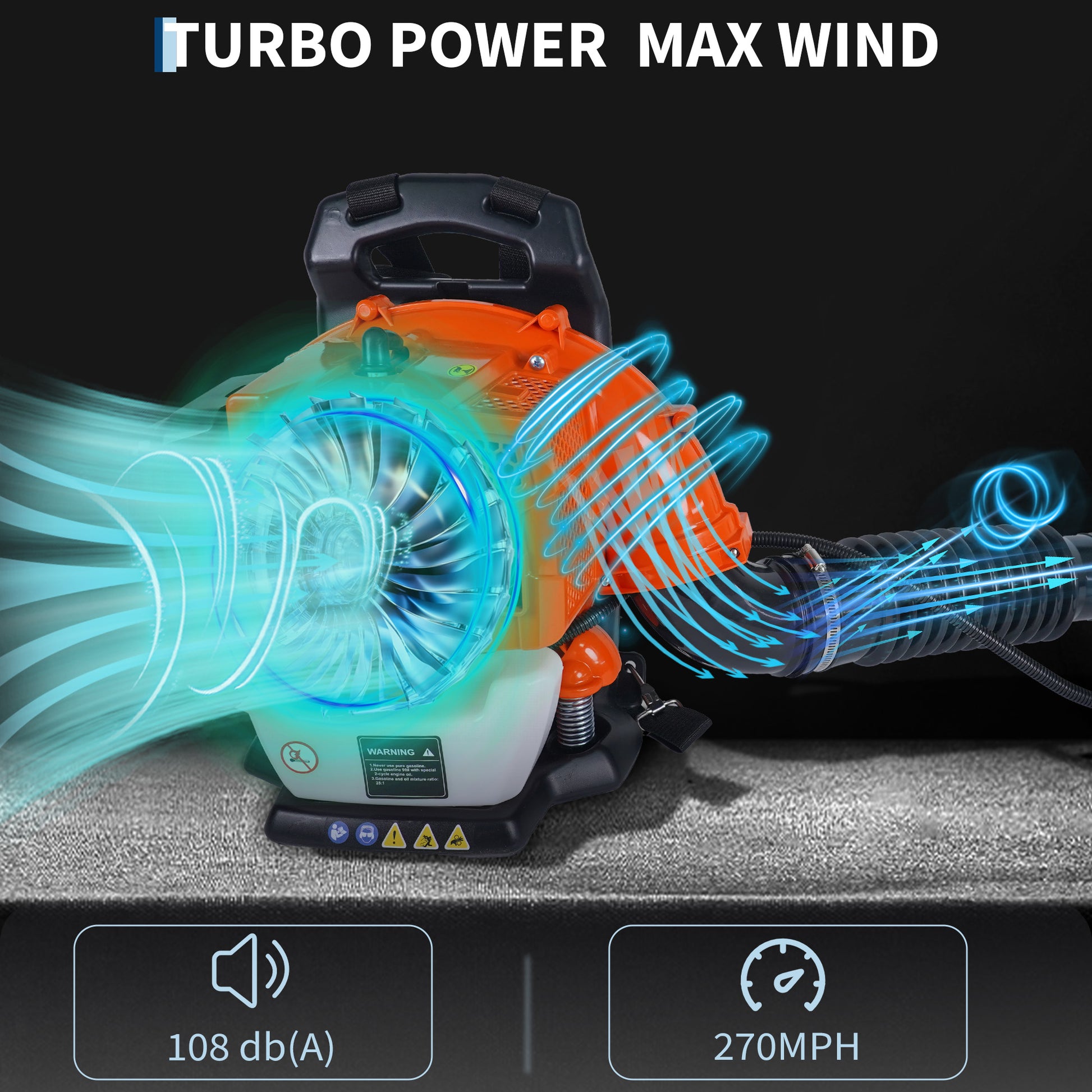 Garvee 52CC Backpack Gas Leaf Blower – 780 CFM, 270 MPH, Ergonomic, Low Vibration, Cruise Control, All-Season Yard & Snow Removal