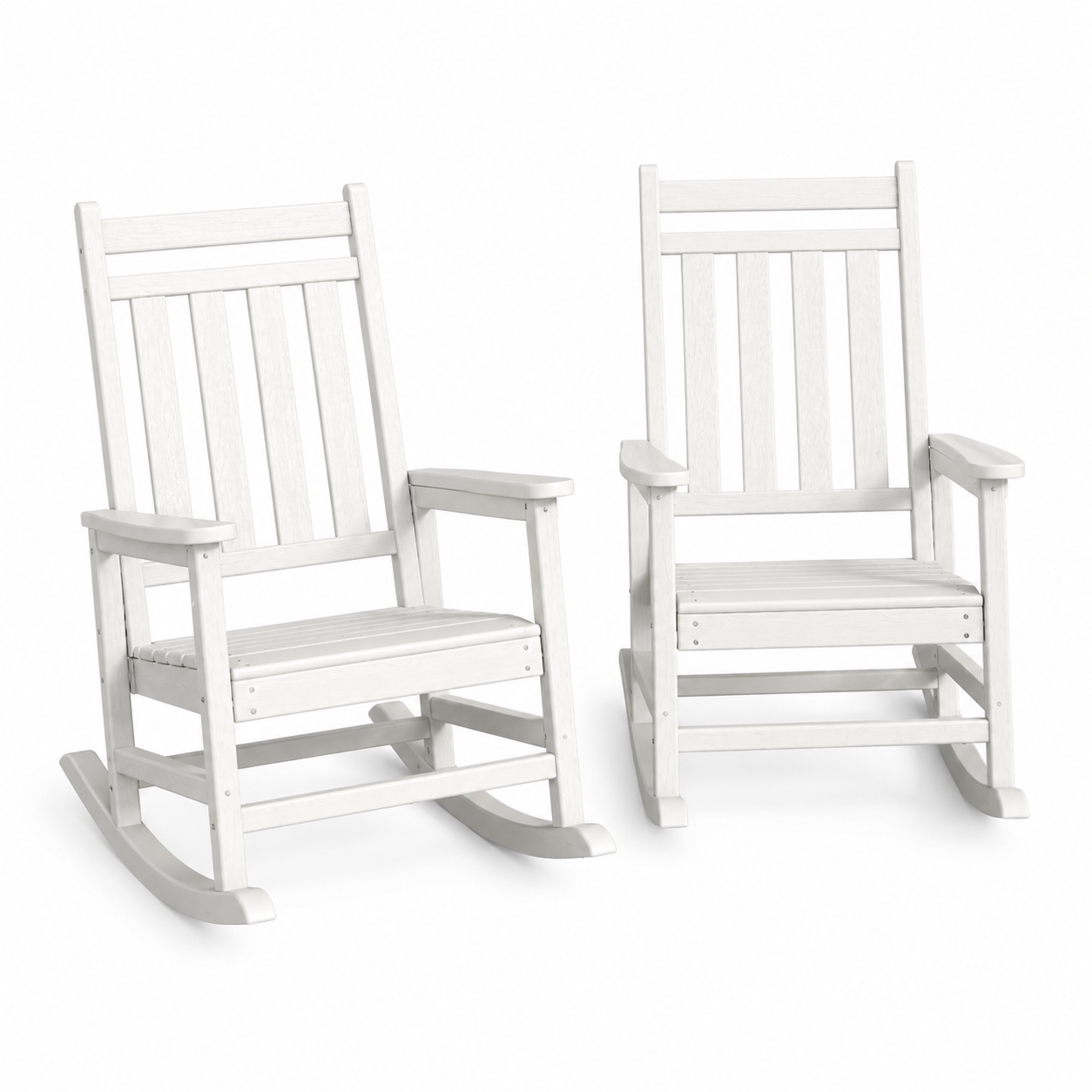 Garvee Outdoor HDPE Rocking Chairs Set of 2, High Back Adirondack Patio Rockers for Porch, White