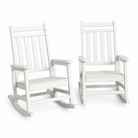 Garvee Outdoor HDPE Rocking Chairs Set of 2, High Back Adirondack Patio Rockers for Porch, White