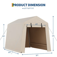 Garvee 6x6 FT Portable Outdoor Storage Shed with Dual Roll-Up Doors & Vents, 240G Waterproof PE Tarp, UV-Resistant Steel Frame, Heavy-Duty Shelter for Motorcycle & Tools