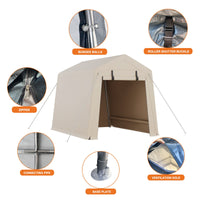 Garvee 6x6 FT Portable Outdoor Storage Shed with Dual Roll-Up Doors & Vents, 240G Waterproof PE Tarp, UV-Resistant Steel Frame, Heavy-Duty Shelter for Motorcycle & Tools