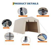 Garvee 6x8 FT Portable Outdoor Storage Shed with Dual Roll-Up Doors & Vents, 240G Heavy-Duty Waterproof PE Tarp, UV-Resistant Steel Frame, Multi-Purpose Shelter for Motorcycle & Tools