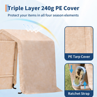 Garvee 6x6FT Outdoor Portable Storage Shed with Roll-Up Door & Vent, 240G Heavy-Duty Shelter Waterproof PE Tarp, UV-Resistant Storage Sheds for Motorcycle, Firewood, Garden and Tools, Khaki