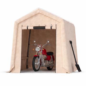 Garvee 6x6FT Outdoor Portable Storage Shed with Roll-Up Door & Vent, 240G Heavy-Duty Shelter Waterproof PE Tarp, UV-Resistant Storage Sheds for Motorcycle, Firewood, Garden and Tools, Khaki
