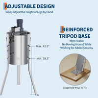 Garvee Upgraded 4 Frame Electric Honey Extractor with Side Handles, 140W Motor & Variable Speed 1300 RPM, Stainless Steel Beekeeping Equipment with Safety Auto-Stop Lid