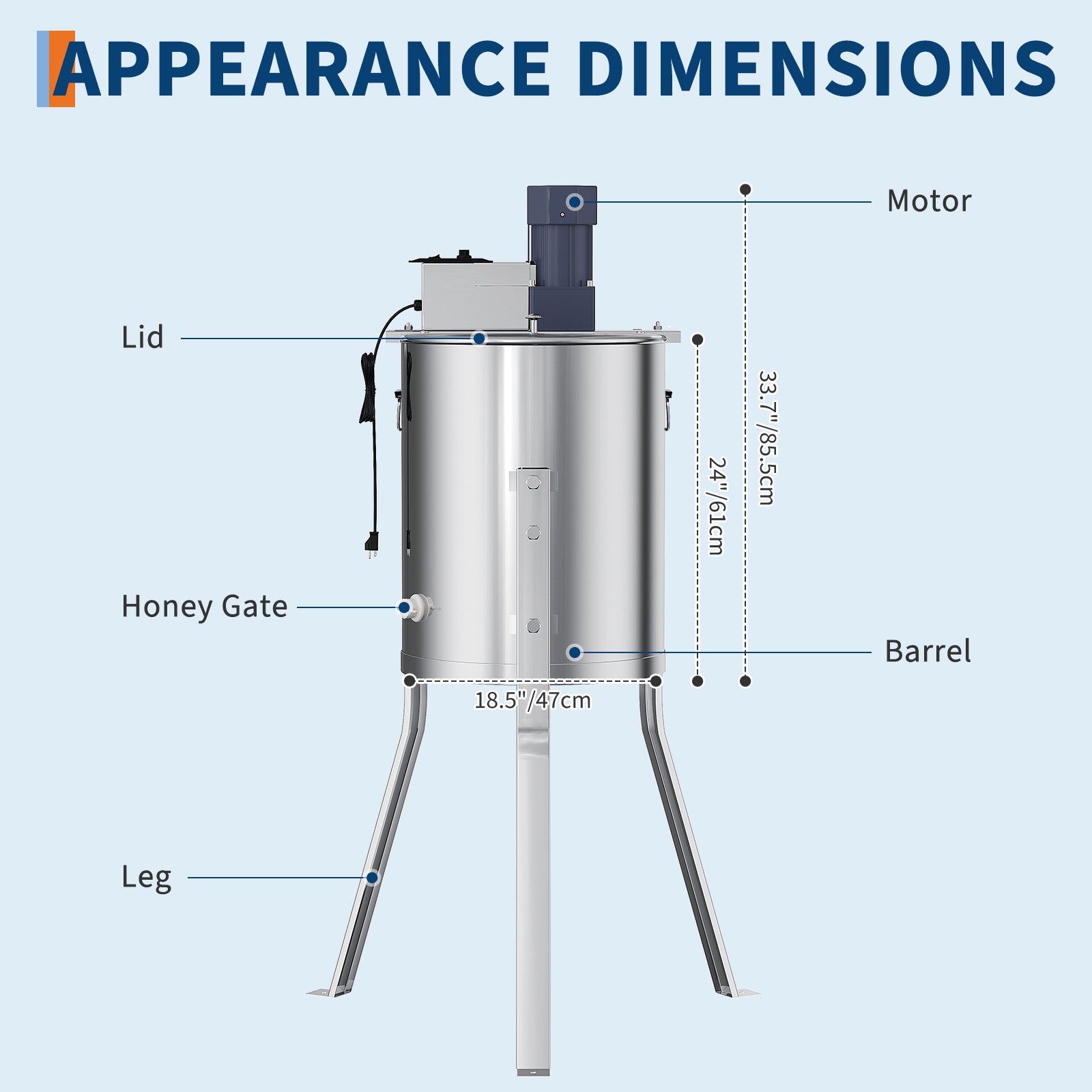 Garvee Upgraded 4 Frame Electric Honey Extractor with Side Handles, 140W Motor & Variable Speed 1300 RPM, Stainless Steel Beekeeping Equipment with Safety Auto-Stop Lid