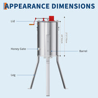 Garvee Upgraded 2/4 Frame Manual Honey Extractor with Side Handles, Food-Grade Stainless Steel Beekeeping Extractor with Adjustable Stand