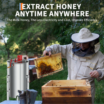 Garvee Upgraded 2/4 Frame Manual Honey Extractor with Side Handles, Food-Grade Stainless Steel Beekeeping Extractor with Adjustable Stand