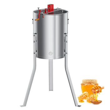 Garvee Upgraded Manual 4/8 Frame Honey Extractor with Side Handles, Food-Grade Stainless Steel Beekeeping Extractor with Adjustable Stand and Clear Lid