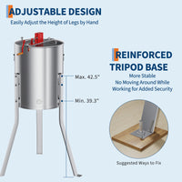 Garvee Upgraded Manual 4/8 Frame Honey Extractor with Side Handles, Food-Grade Stainless Steel Beekeeping Extractor with Adjustable Stand and Clear Lid