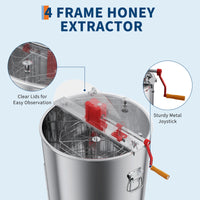 Garvee Upgraded 4 Frame Manual Honey Extractor with Side Handles, Food-Grade Stainless Steel Beekeeping Extractor with Adjustable Stand and Transparent Lid