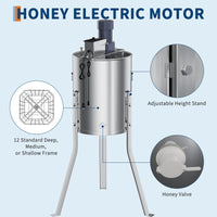Garvee Upgraded 4/8 Frame Electric Honey Extractor with Side Handles, 140W Motor & Variable Speed 1300 RPM, Stainless Steel Beekeeping Equipment with Safety Auto-Stop Lid