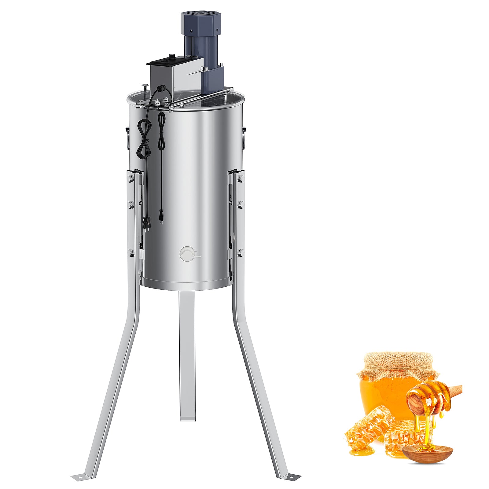 Garvee Upgraded 3 Frame Electric Honey Extractor with Side Handles, 140W Motor & Variable Speed 1300 RPM, Stainless Steel Beekeeping Equipment with Safety Auto-Stop Lid