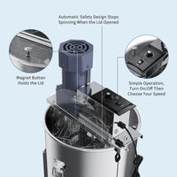 Garvee Upgraded 3 Frame Electric Honey Extractor with Side Handles, 140W Motor & Variable Speed 1300 RPM, Stainless Steel Beekeeping Equipment with Safety Auto-Stop Lid