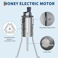 Garvee Upgraded 3 Frame Electric Honey Extractor with Side Handles, 140W Motor & Variable Speed 1300 RPM, Stainless Steel Beekeeping Equipment with Safety Auto-Stop Lid
